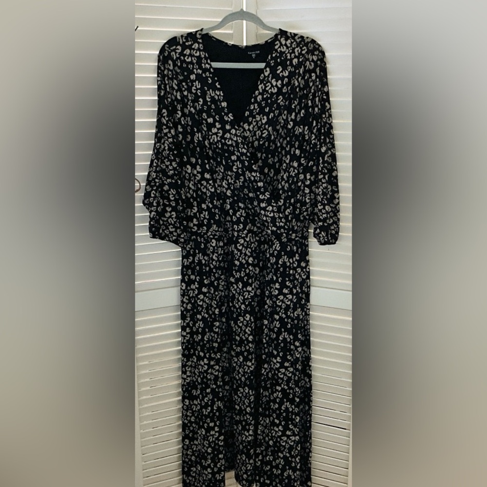 Garnet Hill Women’s XL Black and Beige Patterned Dress